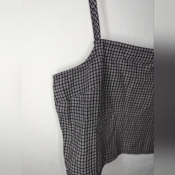 American Eagle NEW Black Plaid Square Neck Tank Crop Top Size Medium - Picture 3 of 9